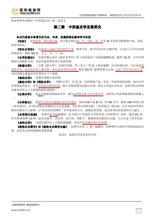 中药鉴定学发展简史-执业药师考试辅导《中药鉴定学》第二章讲义