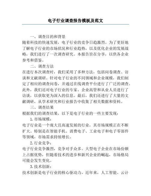 电子行业调查报告模板及范文