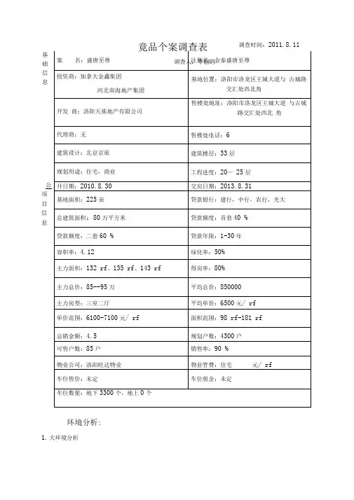 盛唐至尊市调报告
