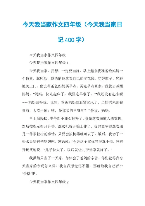 今天我当家作文四年级（今天我当家日记400字）