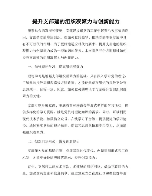 提升支部建的组织凝聚力与创新能力