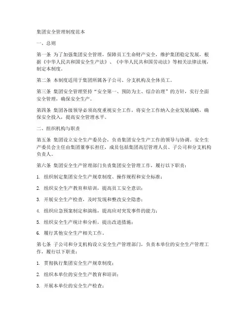 集团安全管理制度范本