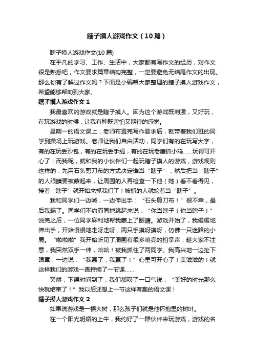 瞎子摸人游戏作文（10篇）