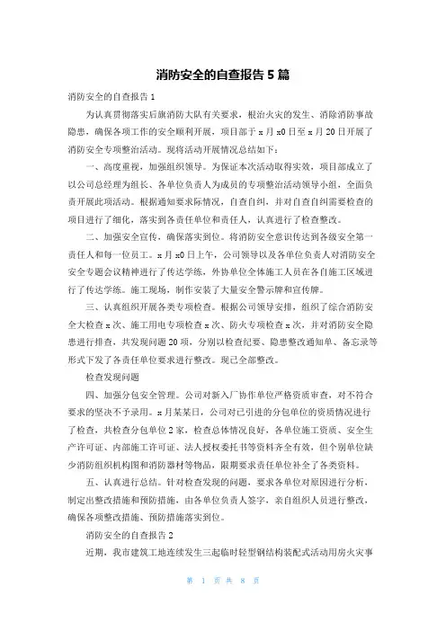 消防安全的自查报告5篇