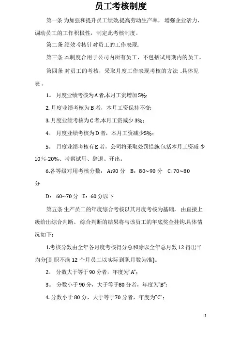 员工考核制度及表格
