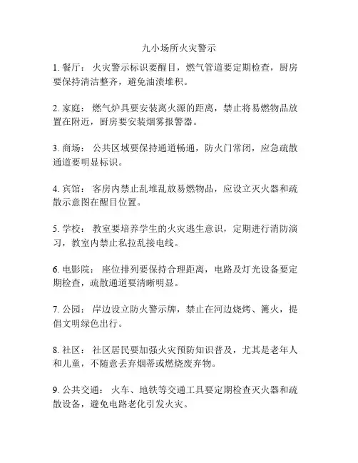 九小场所火灾警示