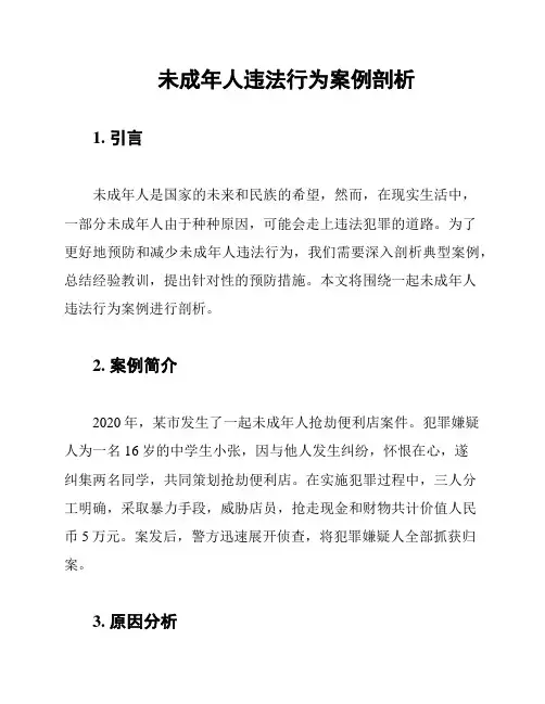 未成年人违法行为案例剖析