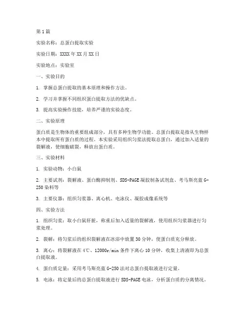 总蛋白提取实验报告(3篇)