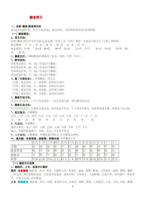 搬家择日整理