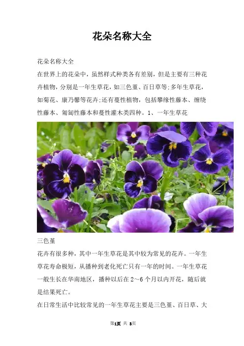 花朵名称大全
