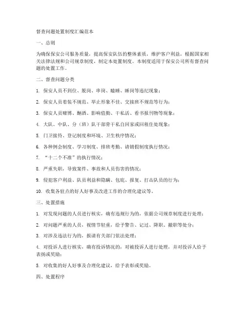 督查问题处置制度汇编范本