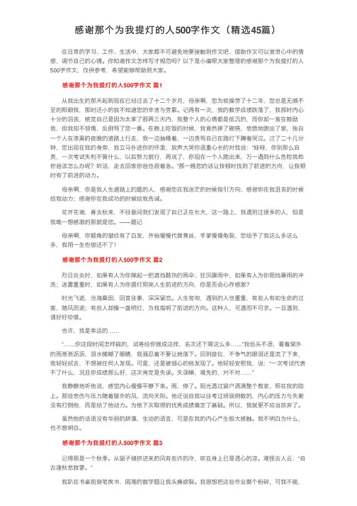 感谢那个为我提灯的人500字作文（精选45篇）
