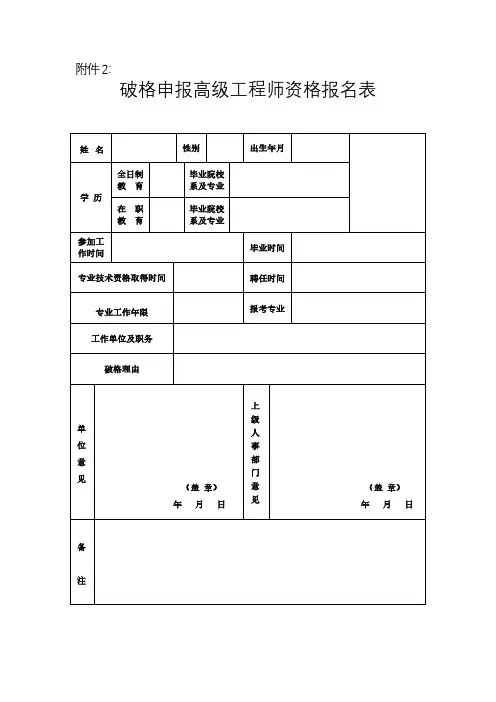 林业高级工程师资格申报材料