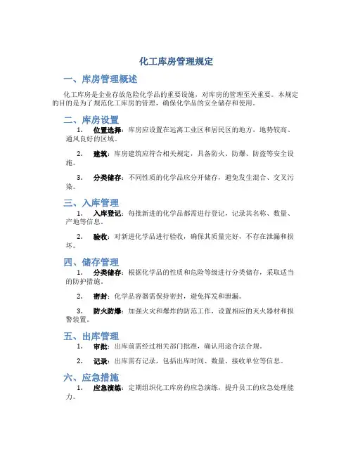 化工库房管理规定