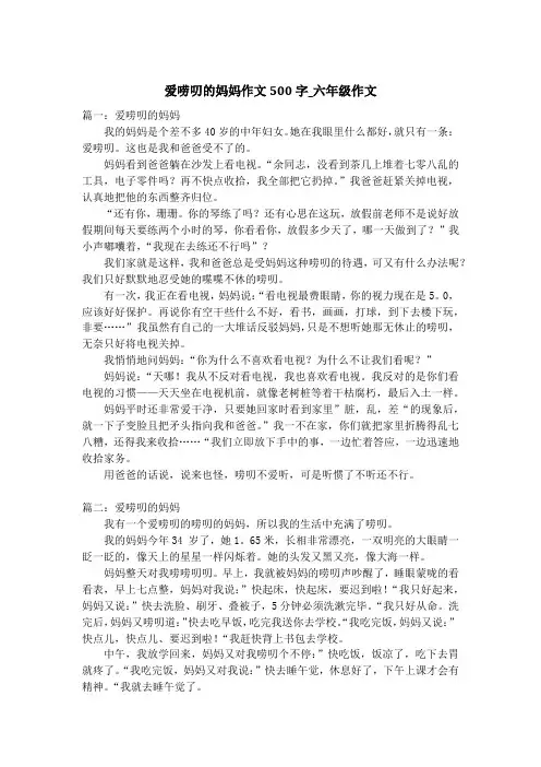 爱唠叨的妈妈作文500字_六年级作文