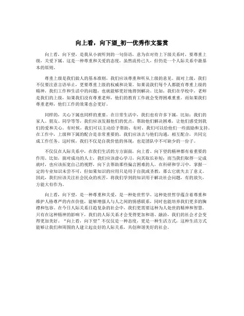 向上看,向下望_初一优秀作文鉴赏