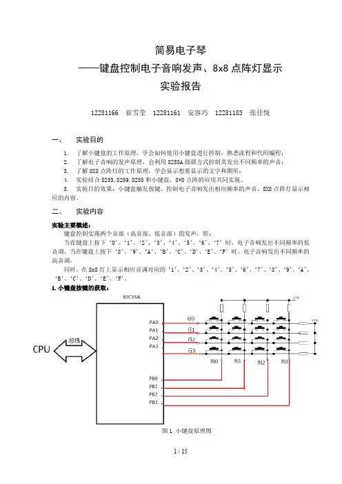 汇编接口综合实验——简易电子琴实验