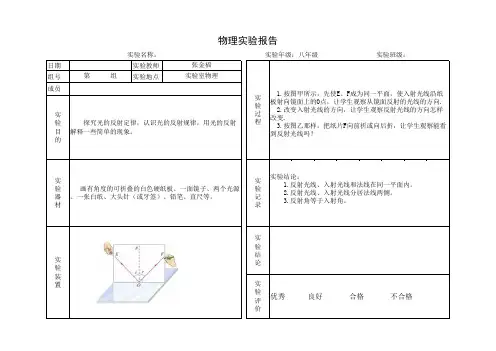 光的反射实验报告