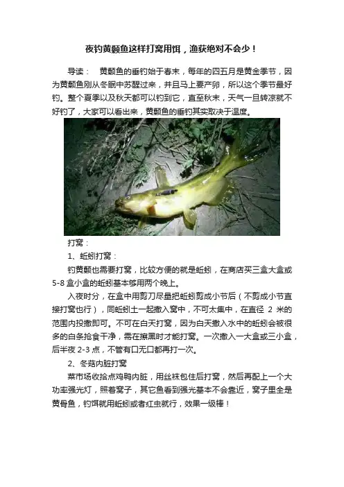 夜钓黄颡鱼这样打窝用饵，渔获绝对不会少！
