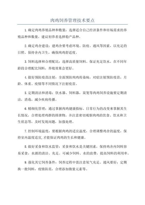 肉鸡饲养管理技术要点