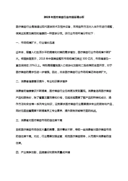 2023年医疗美容行业市场环境分析
