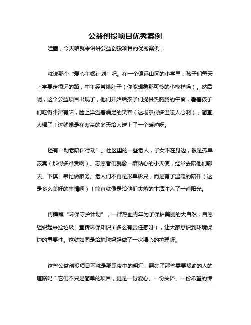公益创投项目优秀案例