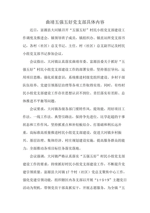 曲靖五强五好党支部具体内容