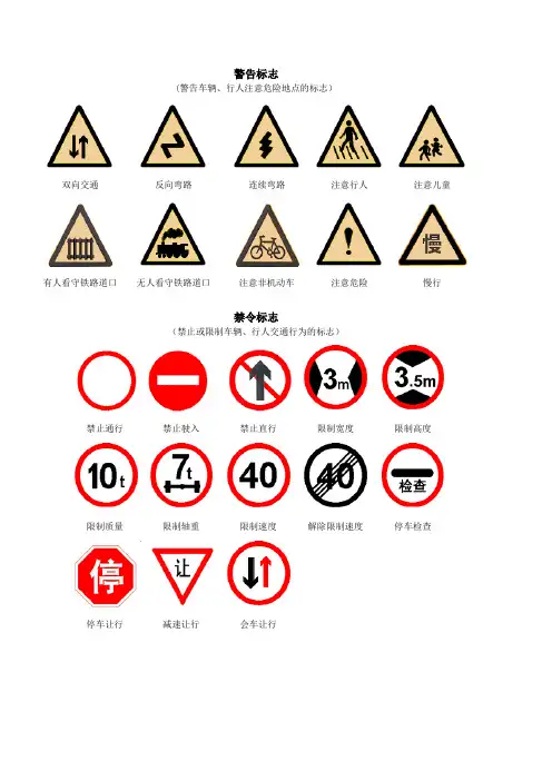 交通标志大全