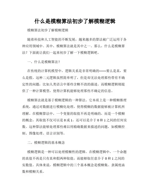 什么是模糊算法初步了解模糊逻辑