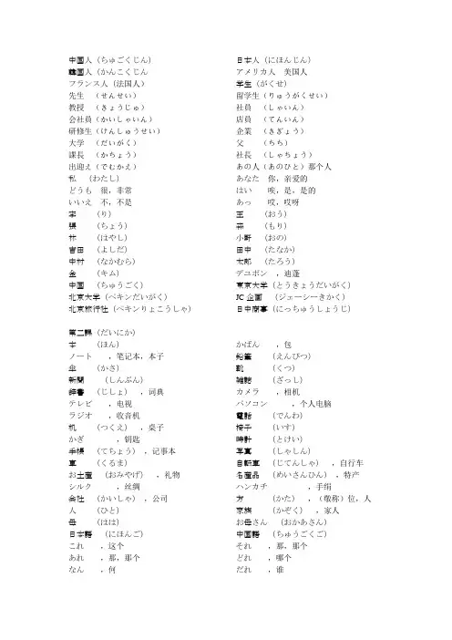 日语初级单词