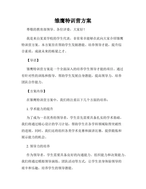 雏鹰特训营方案