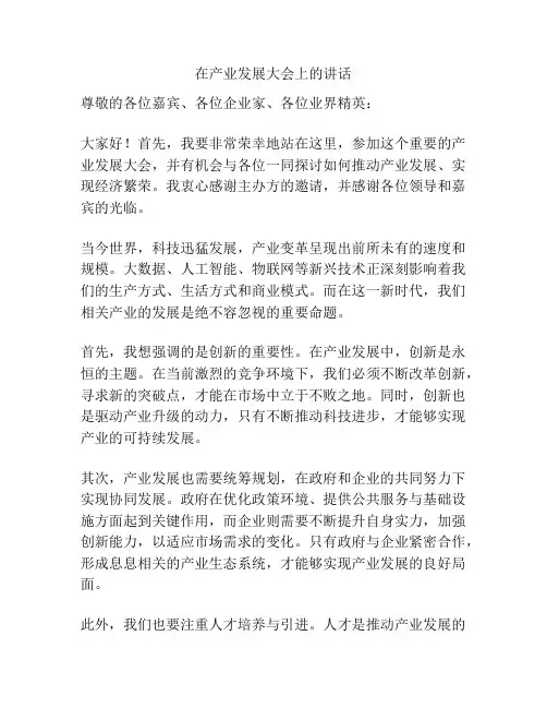 在产业发展大会上的讲话