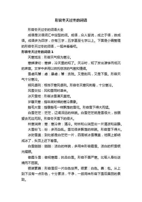 形容冬天过冬的词语大全