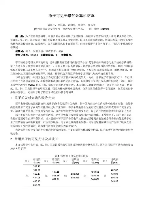 原子可见光谱的计算机仿真
