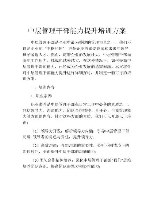 中层管理干部能力提升培训方案