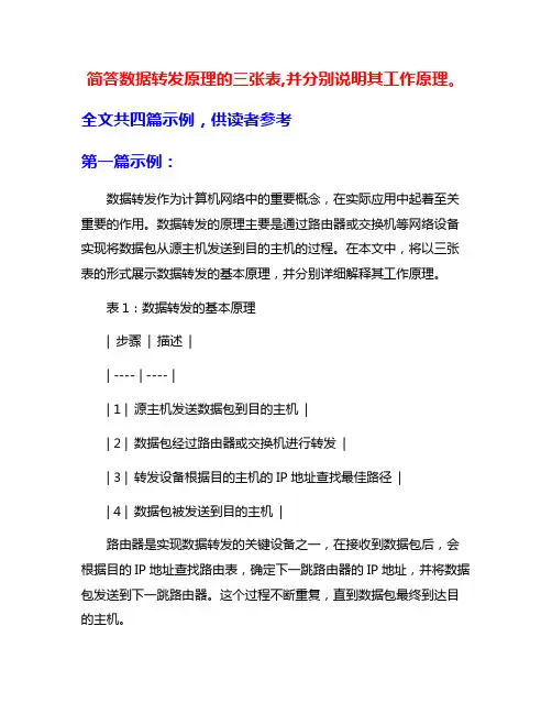 简答数据转发原理的三张表,并分别说明其工作原理。
