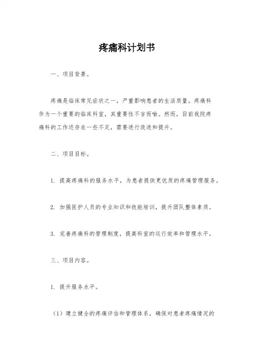 疼痛科计划书