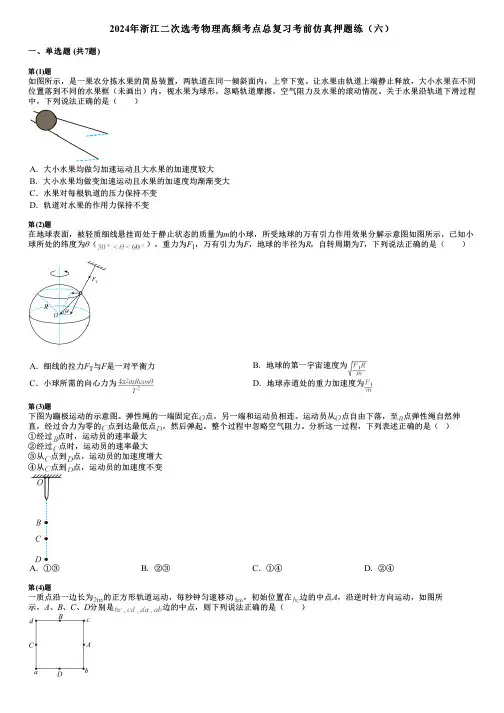 2024年浙江二次选考物理高频考点总复习考前仿真押题练(六)