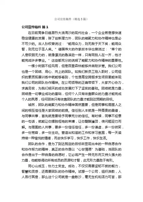 公司宣传稿件（精选3篇）