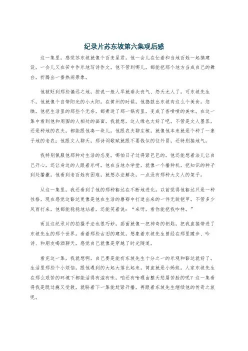 纪录片苏东坡第六集观后感