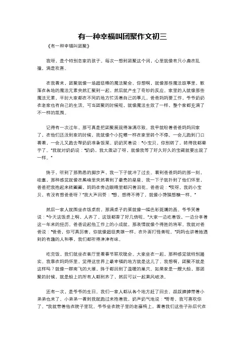 有一种幸福叫团聚作文初三