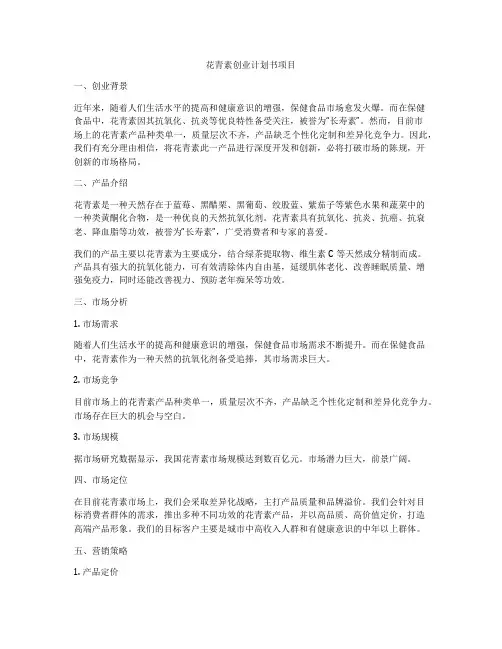 花青素创业计划书项目