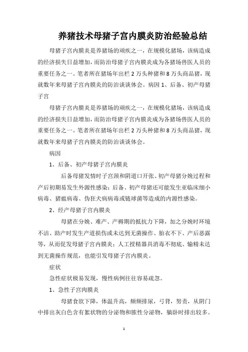 养猪技术母猪子宫内膜炎防治经验总结