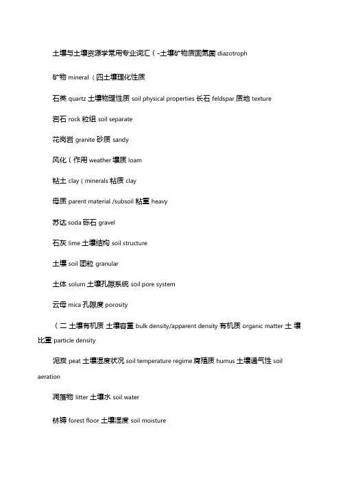 土壤学最新完整英文词汇