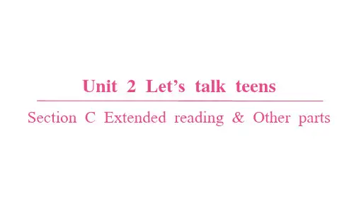 译林版高中英语必修第一册精品课件 Unit 2 Let's talk teens Section C