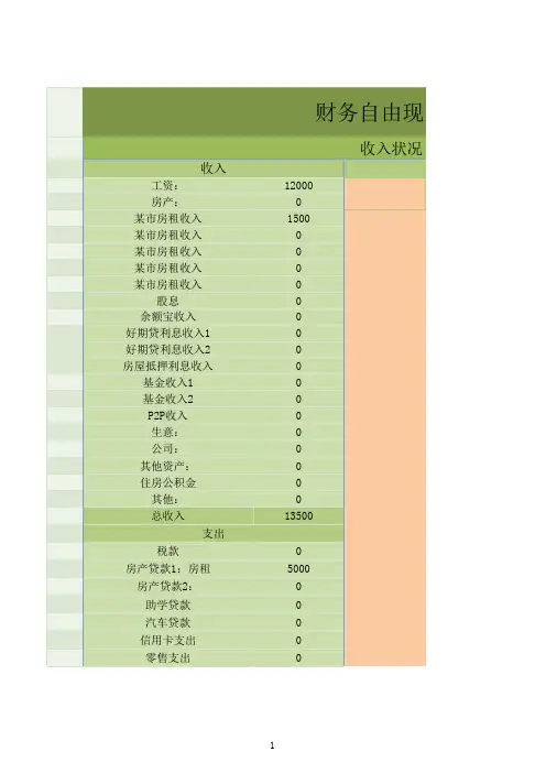 财务自由个人资产负债表