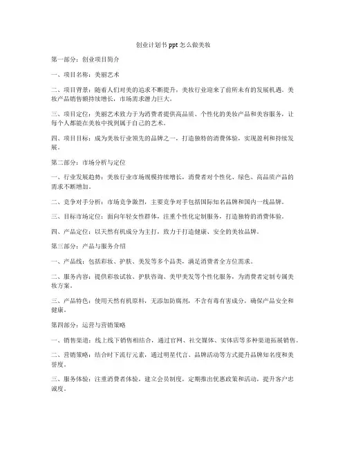创业计划书ppt怎么做美妆