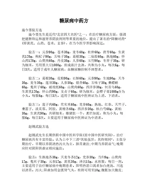 [VIP专享]糖尿病中药方