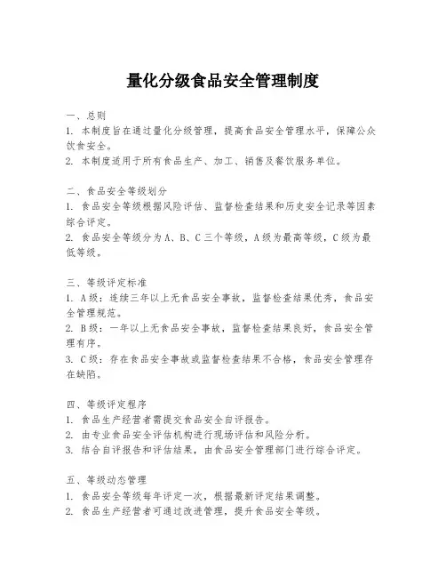量化分级食品安全管理制度