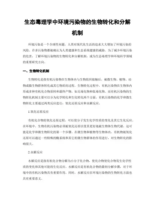 生态毒理学中环境污染物的生物转化和分解机制
